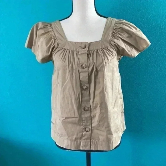 Gap tan brown button up blouse in size xs - Picture 2 of 4